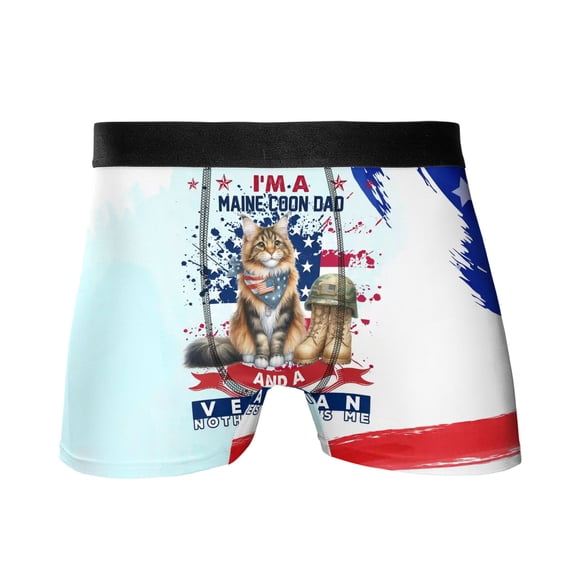 I'm a Maine Coon Dad and a Veteran, Nothing Scares me Happy Father's Day All Over Print Boxer Briefs Underwear for Men Dad Cat Lover Kitten Owner Gifts - 00006