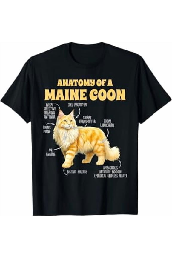 Maine Coon Lover Cat Mom Cat Mama Anatomy Of A Maine Coon T-Shirt