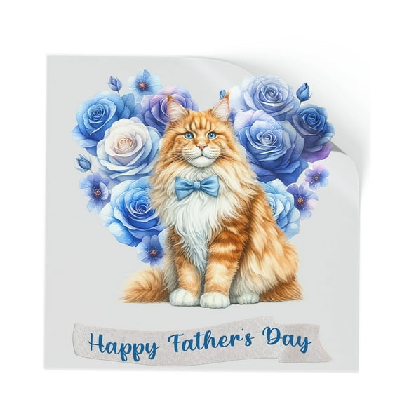Maine Coon Proud Dad Happy Father's Day Cutout Transfer Sticker Cat Lover Kitten Owner Gifts Transparent Decal Art Decor - 02008