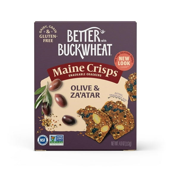 Maine Crisp Buckwheat Crackers Gluten Free Grain Free Olive & Za'atar - 4 oz Pack of 2