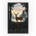 thumbnail image 1 of Maine - Deer & Sunrise - Lantern Press Artwork (16x24 Giclee Gallery Print, Wall Decor Travel Poster), 1 of 1
