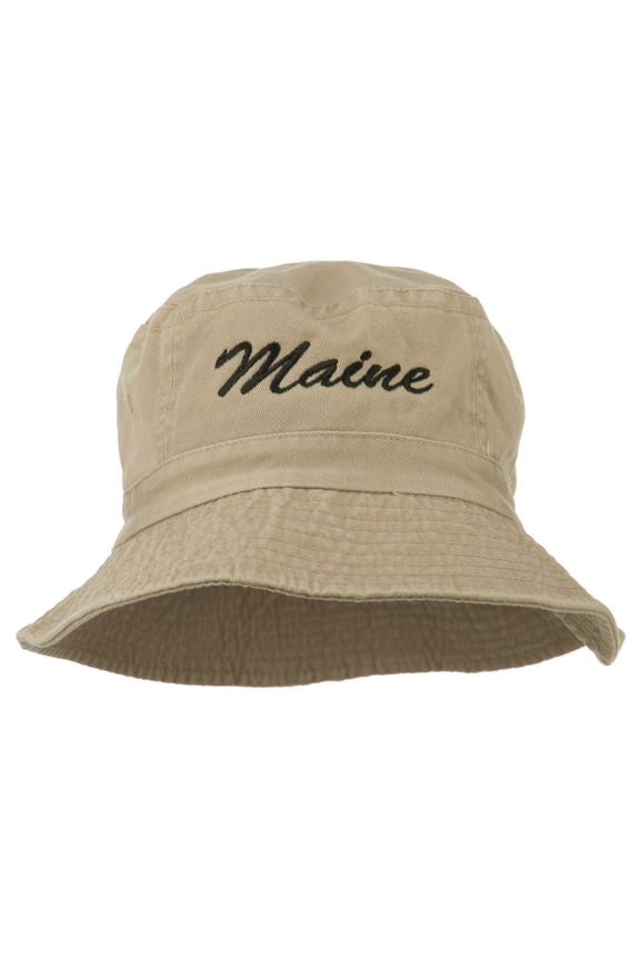 Maine Embroidered Bucket Hat - Khaki OSFM