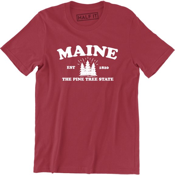 Maine Est 1820 The Pine Tree State Map Tourist Men's T-Shirt