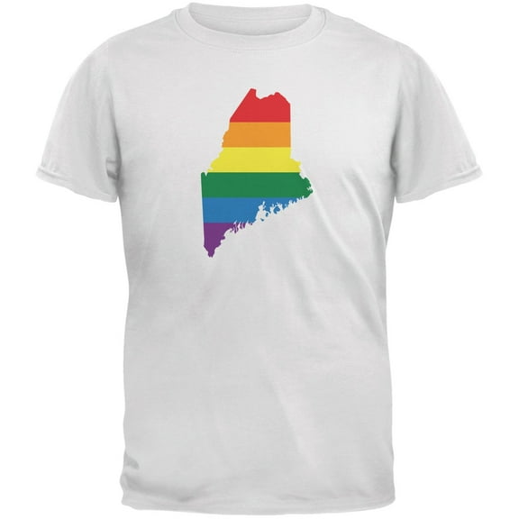 Maine LGBT Gay Pride Rainbow White Adult T-Shirt - 2X-Large