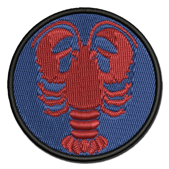 Maine Lobster Silhouette Applique Multi-Color Embroidered Hook & Loop Patch - 2.5 Inch Small