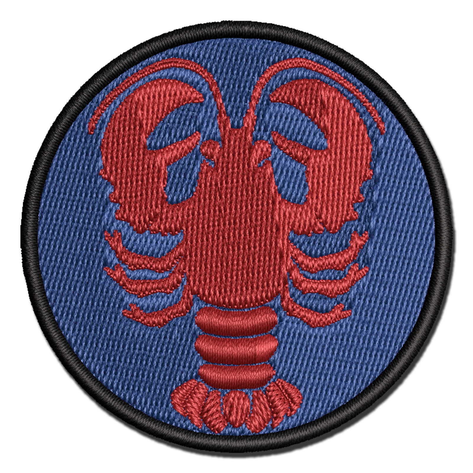Maine Lobster Silhouette Applique Multi-Color Embroidered Hook & Loop Patch - 3.5 Inch Large