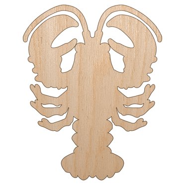 Maine Lobster Silhouette Wood Shape Unfinished Piece Cutout Craft DIY Projects - 4.70 Inch Size - 1/8 Inch Thick