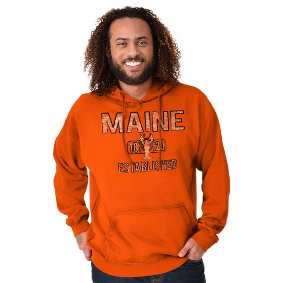 Maine Lobster Stenciled Distressed ME Unisex Plus Fleece Graphic Hoodie Brisco Brands 4X