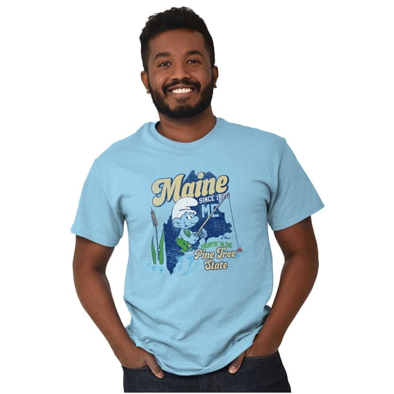 Maine ME Fisherman Fishing Smurfs Men's Graphic T Shirt Tees Brisco Brands 2X