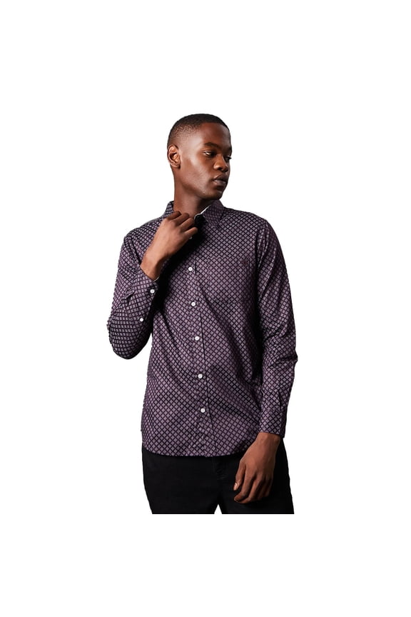 Mens Geometric Pattern Foulard Long-Sleeved Shirt