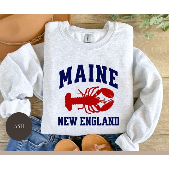 Maine New England Lobster sweatshirt, Fisherman Aesthetic, Coastal Sweater, Fishing Lover Sweater, Trendy Preppy, Travel Lover All Size S-5Xl