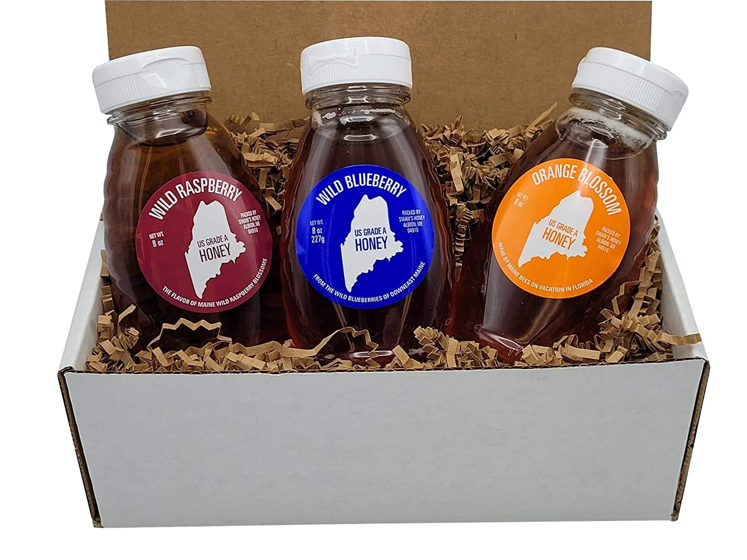 Maine Organic Honey - Variety Pack (Wild Blueberry, Orange Blossom, Raspberry)