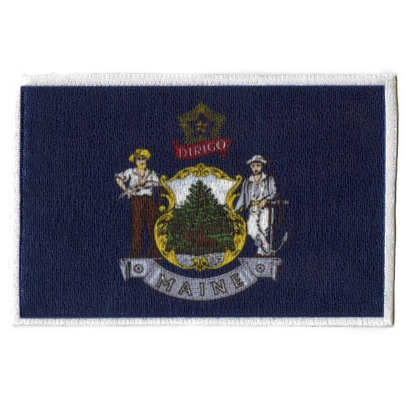Maine Patch State Flag Embroidered Iron On