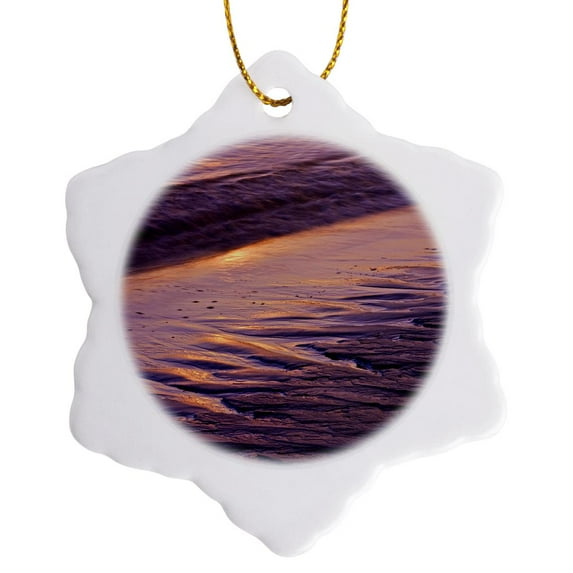 3drose, Maine, Phippsburg. Sand Patterns on Popham Beach - Us20 Bja0069 - Jaynes Gallery, 3 inch Snowflake Porcelain Ornament