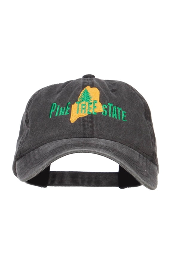Maine Pine Tree State Embroidered Cap - Black OSFM