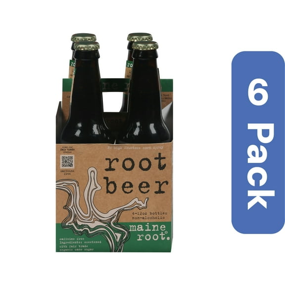 Maine Root Sweetened Root Beer Soda 4 Pack 48 fl oz (Pack Of 6)