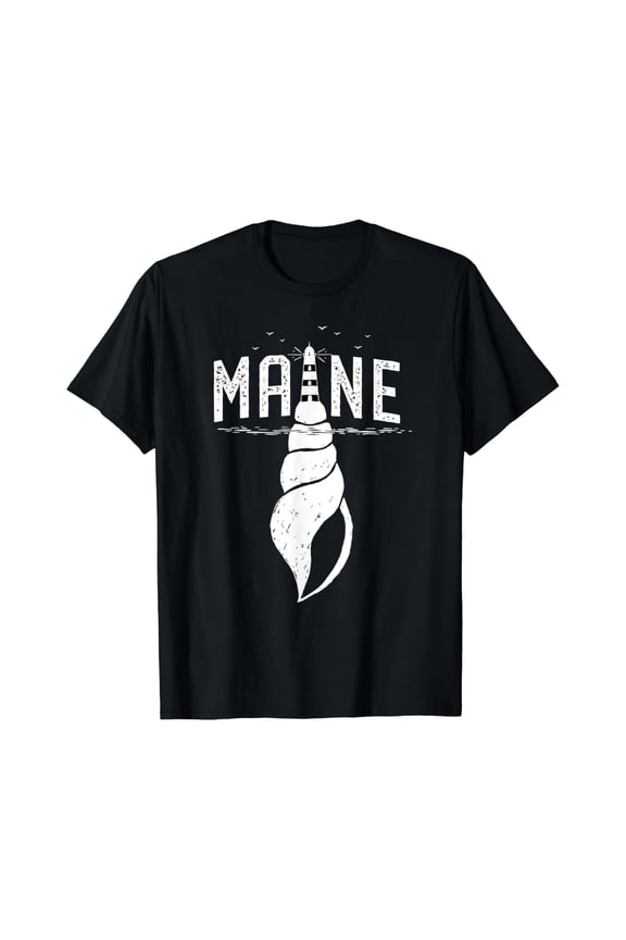 Maine Shirt Lighthouse Seashell T-Shirt For Mainers