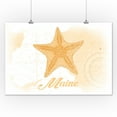 thumbnail image 1 of Maine - Starfish - Yellow - Coastal Icon - Lantern Press Artwork (12x18 Art Print, Wall Decor Travel Poster), 1 of 1