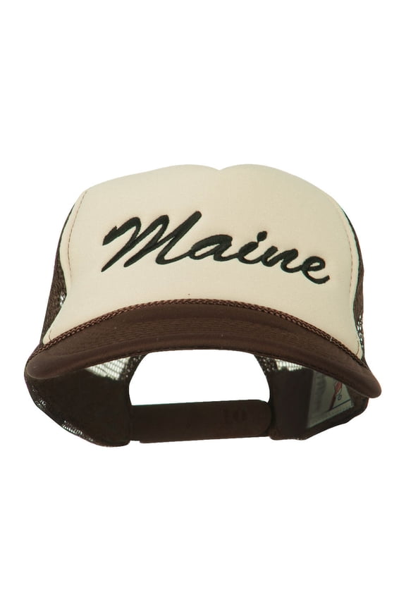 Maine State Embroidered Mesh Cap - Brown Tan OSFM