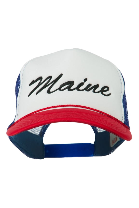 Maine State Embroidered Mesh Cap - Red White Royal OSFM