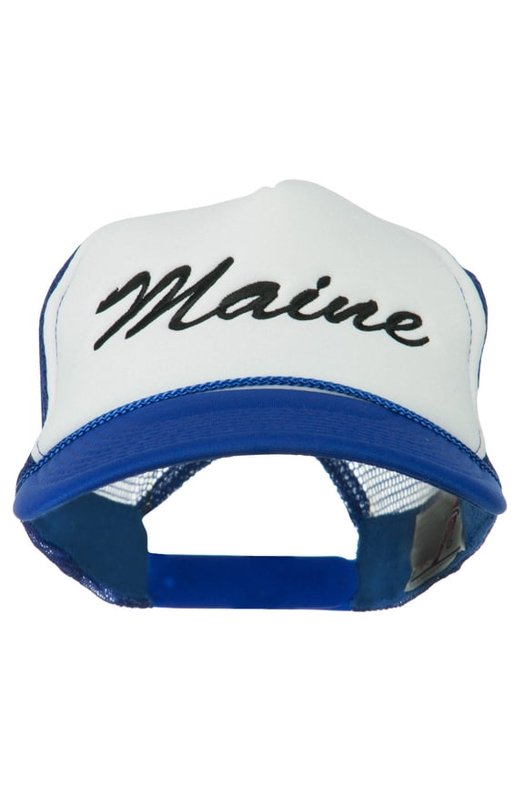 Maine State Embroidered Mesh Cap - Royal White OSFM