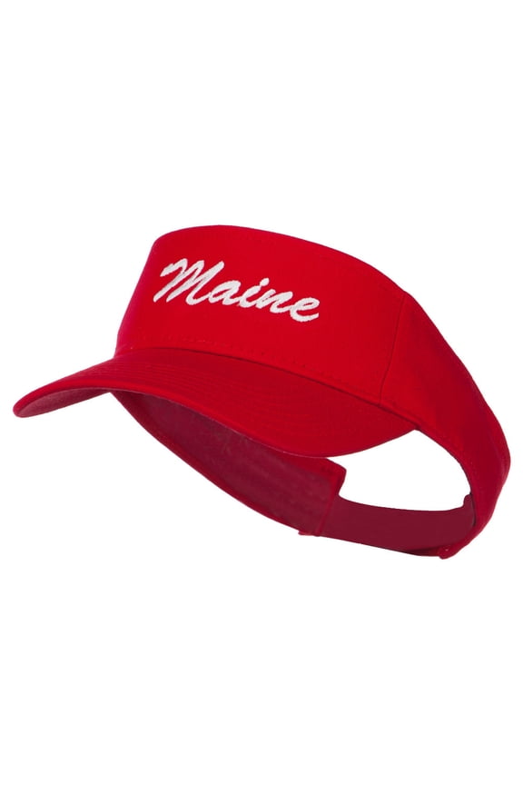 Maine State Embroidered Sun Visor - Red OSFM
