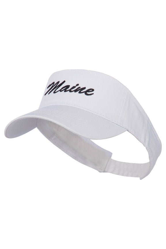 Maine State Embroidered Sun Visor - White OSFM