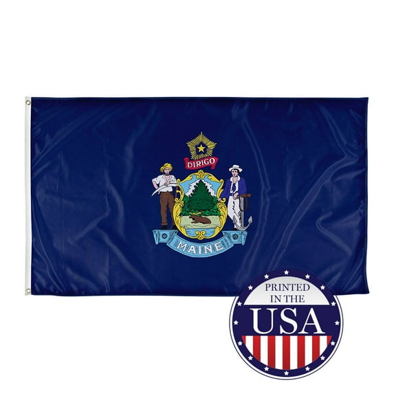Maine State Flag - 3ft x 5ft Knitted Polyester, State Flag Collection, Made in The USA