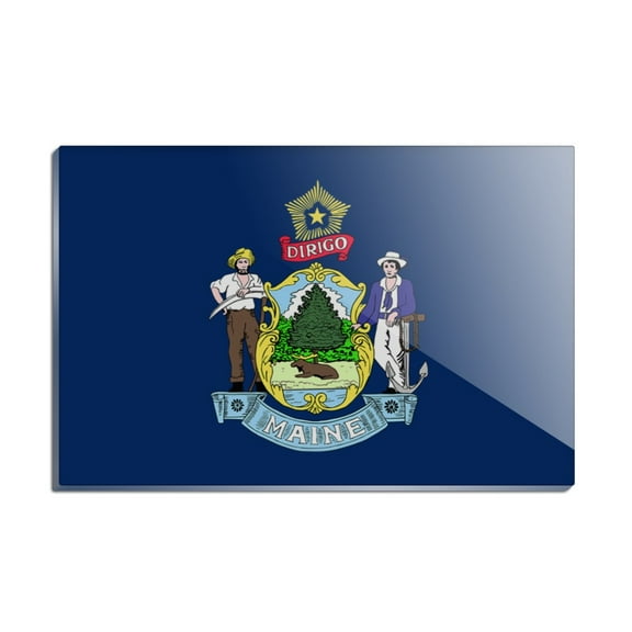 Maine State Flag Rectangle Acrylic Fridge Refrigerator Magnet