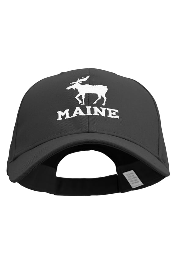 Maine State Moose Embroidered New Big Size High Profile Twill Cap - Black XL-3XL