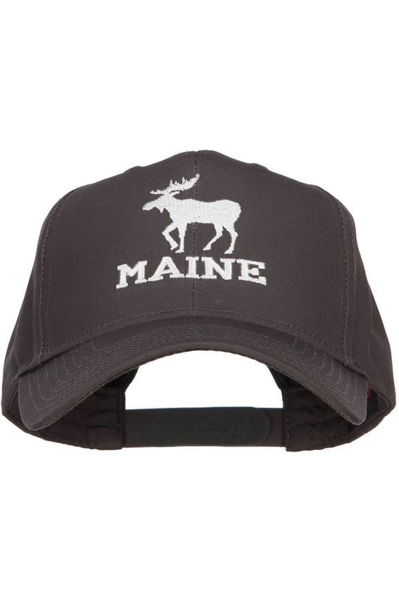 Maine State Moose Embroidered Twill Cap - Charcoal OSFM