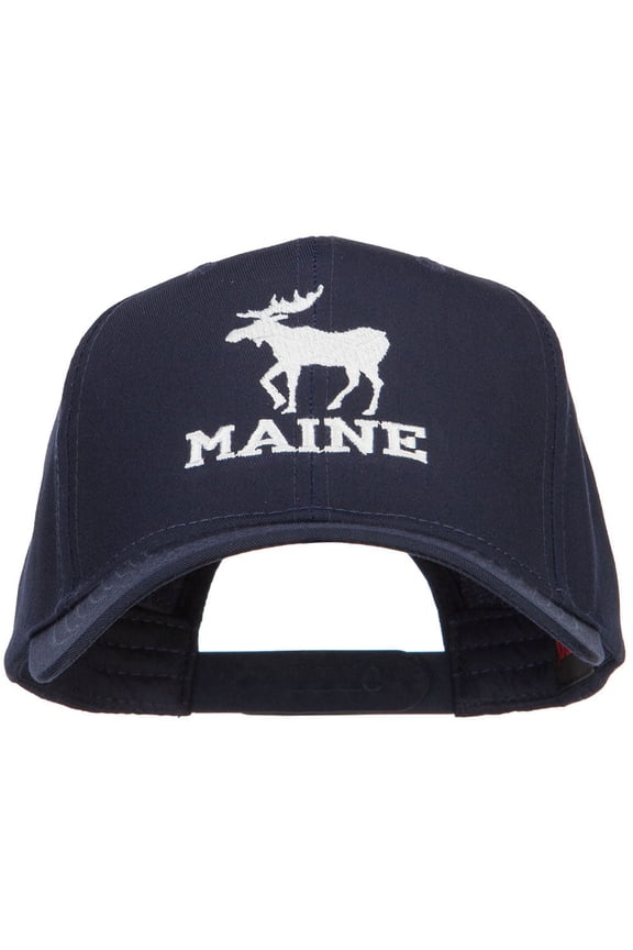 Maine State Moose Embroidered Twill Cap - Navy OSFM
