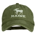 thumbnail image 1 of Maine State Moose Embroidered Washed Dyed Cap - Olive Green OSFM, 1 of 5