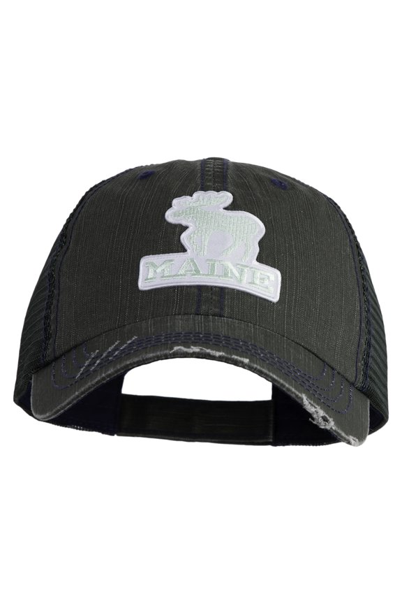 Maine State Moose Patched Low Profile Special Cotton Mesh Cap - Green OSFM