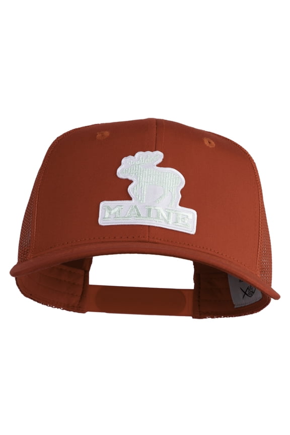 Maine State Moose Patched Premium Trucker Mesh Cap - Red OSFM