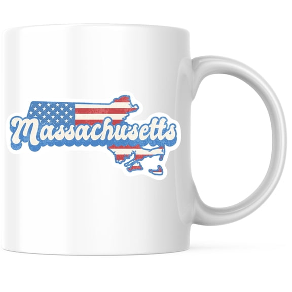 Maine State Outline Coffee Mug - ME State Shape with USA Flag - 11 Ounce Coffee Mug - Microwave & Dishwasher Safe - Choose Your State - Glossy Ceramic- Printed On Both Sides - BMCM01145