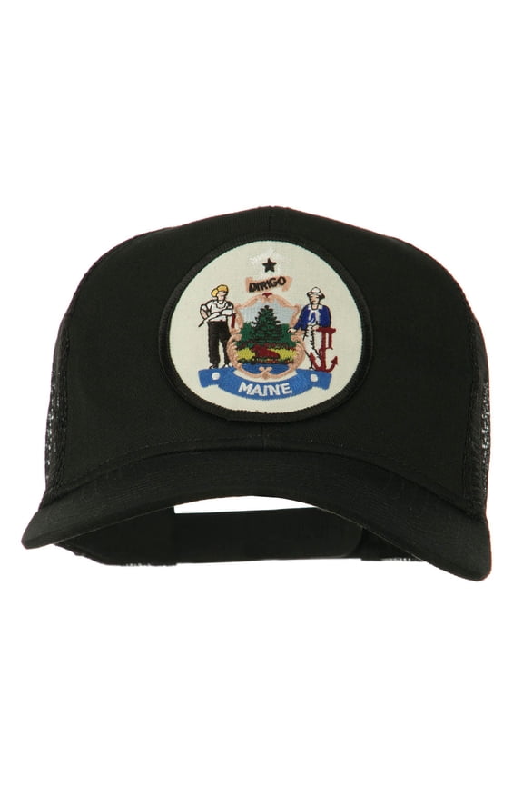 Maine State Patched Mesh Cap - Black OSFM