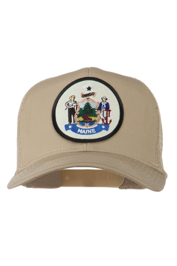 Maine State Patched Mesh Cap - Khaki OSFM