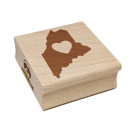 Maine State with Heart Square Rubber Stamp Stamping Scrapbooking Crafting - Large 2.75in