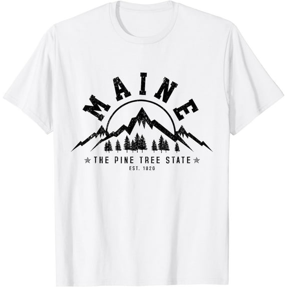 Maine - The Pine Tree State Est. 1820 Vintage Mountains Gift T-Shirt