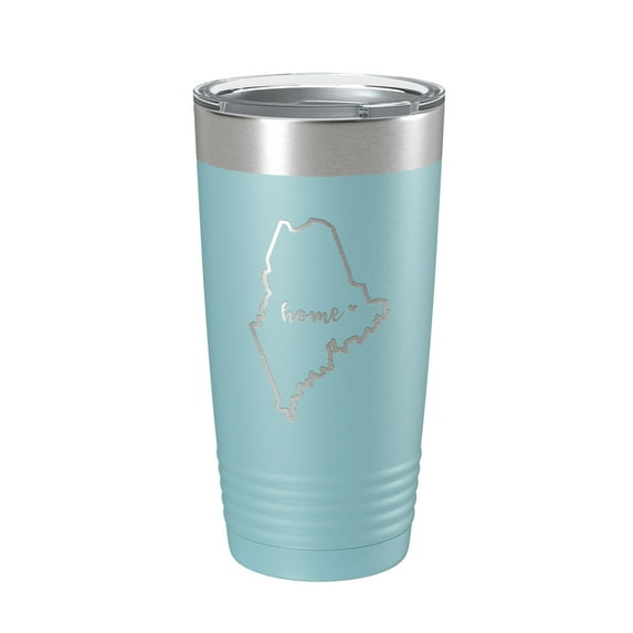 Maine Tumbler Home State Travel Mug Insulated Laser Engraved Map Coffee Cup 20 oz Light Blue