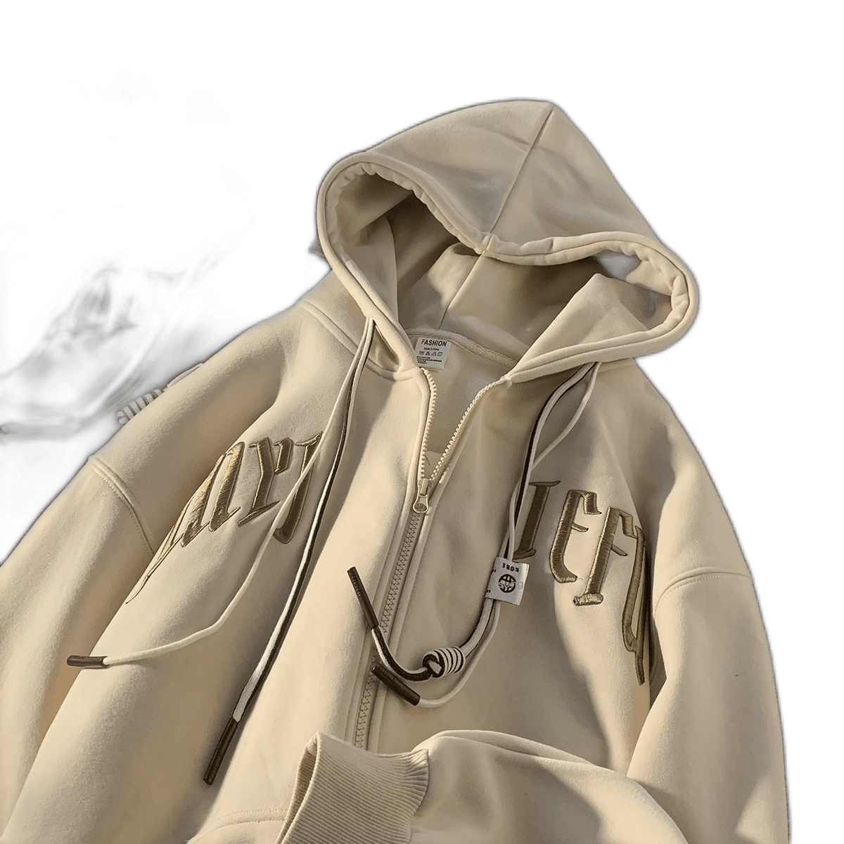 Mainly Recommended Spring Heavily Embroidered Cardigan Hooded Sweatshirt Zipper Jacket Tea Green M