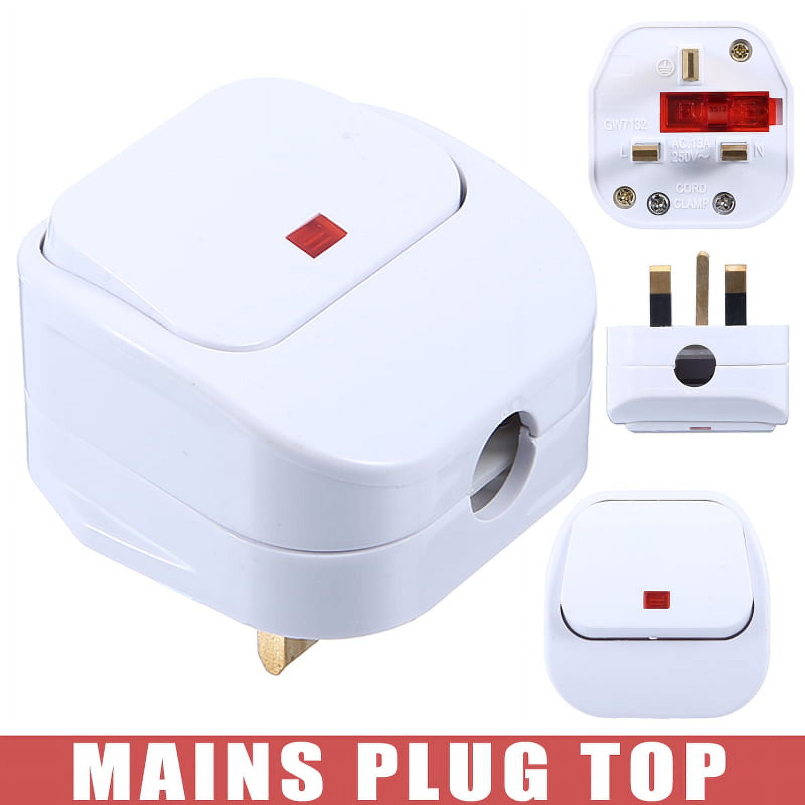 Mains Plug Top With On/Off Switch 13A Amp Fused 3 Pin Switched Neon ...