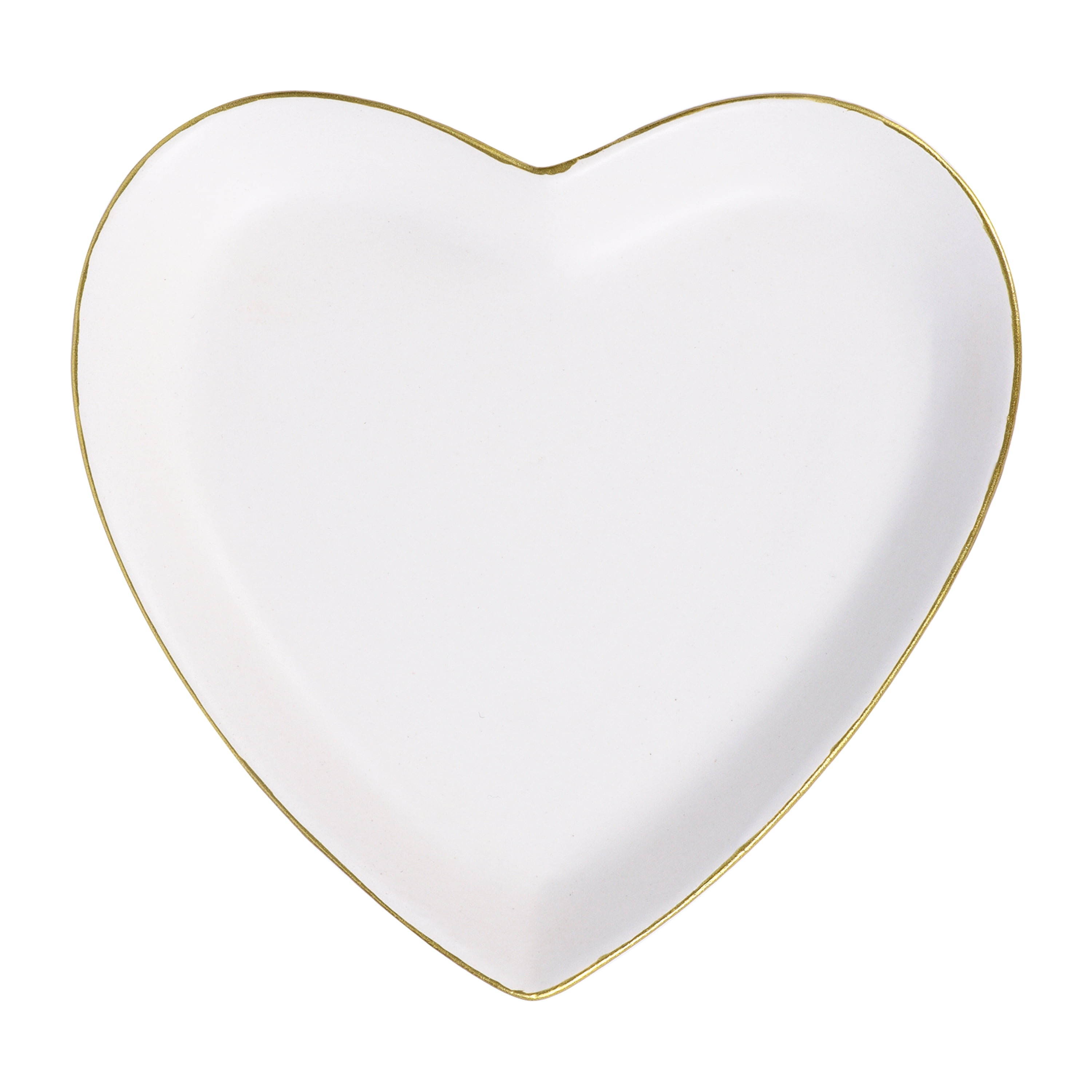 Mainstays 5.9" Heart White and Gold Accented Ceramic Decorative Trinket Tray