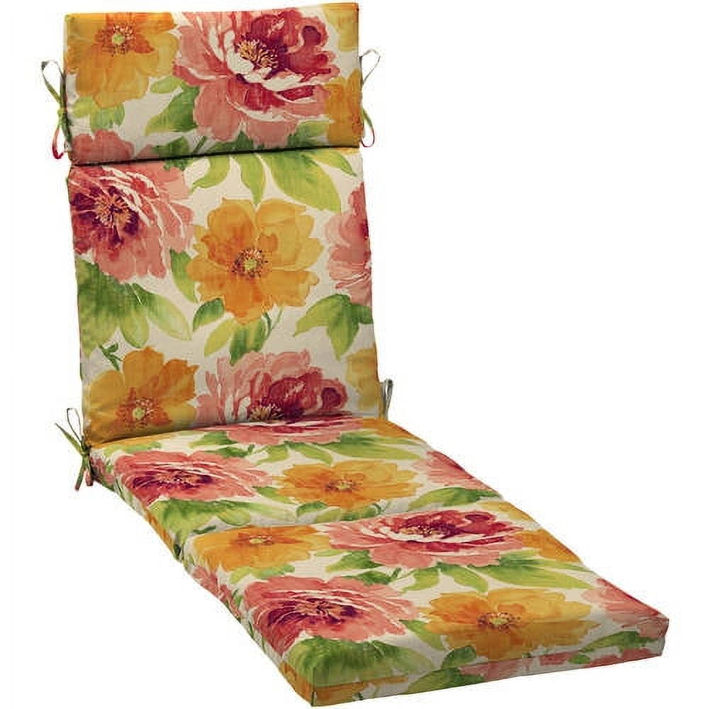 Mainstay Floral Muree Primrose Outdoor Patio Chaise Lounge Cushion, 21 in. W x 72 in. D x 4 in