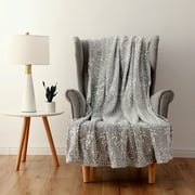 Mainstay Printed Textured Plush Throw, Size 50” x 60”, Damask Print