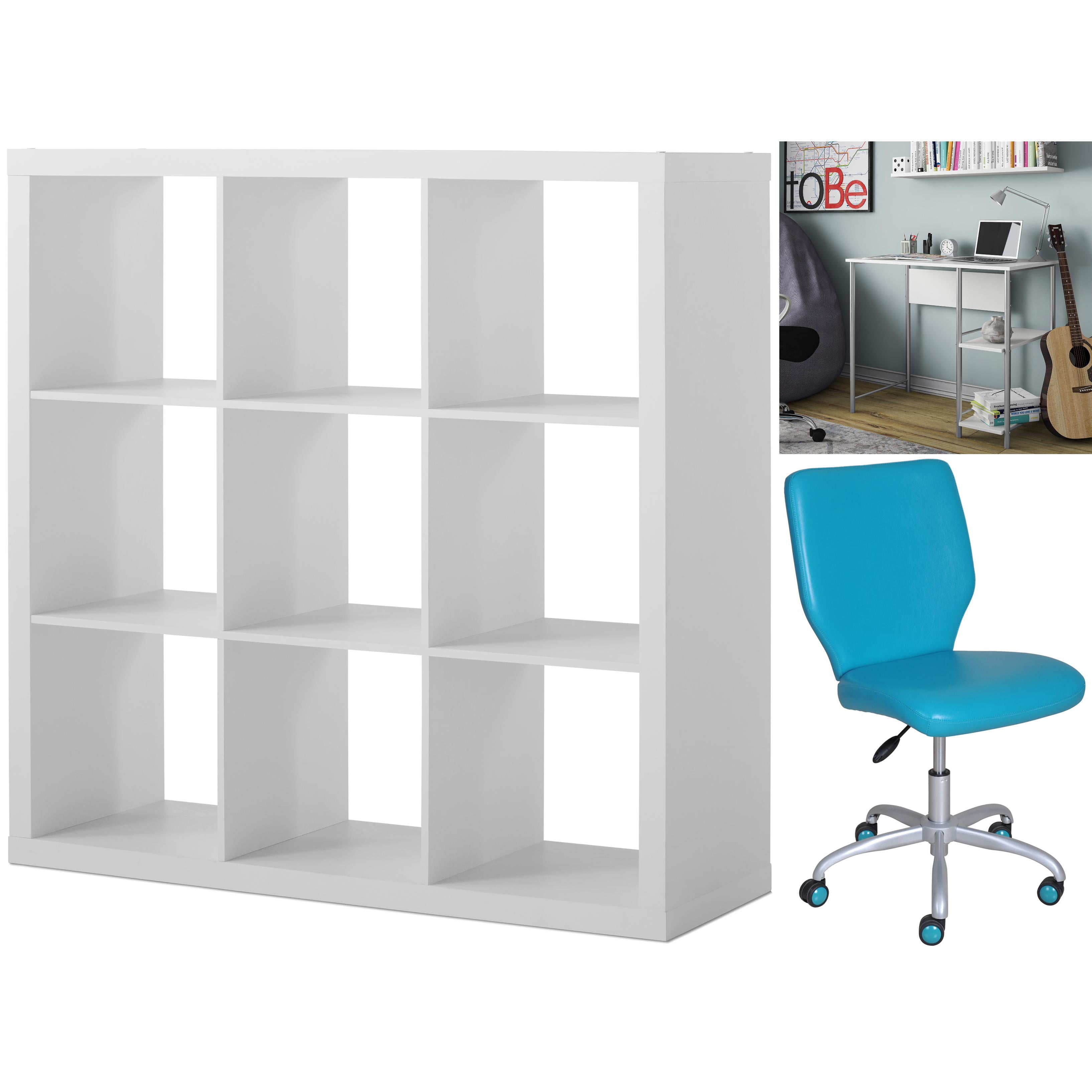 Mainstay basic Desk and Office chair with a Better Homes & Gardens Cube