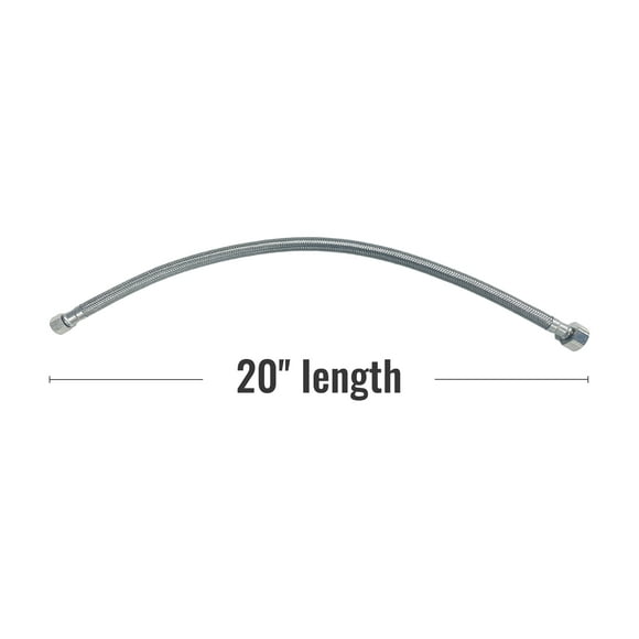 Mainstay 20-Inch Water Supply Line Hose - Premium, Durable Braided Stainless Steel Construction for Reliable Water Flow, Leak-Proof Connection, and Long-Lasting Performance in Kitchen and Bathroom