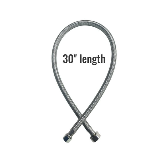 Mainstay 30-Inch Water Supply Line Hose - Premium, Durable Braided Stainless Steel Construction for Reliable Water Flow, Leak-Proof Connection, and Long-Lasting Performance in Kitchen and Bathroom