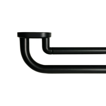 Mainstays 0.625" and 0.75" Black Wrap Room Darkening Double Curtain Rod Set, 30"-84"